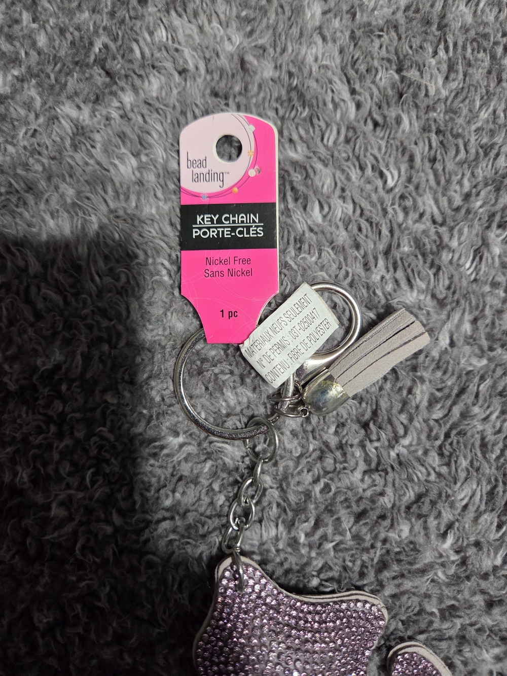 Pink Rhinestone Cat Key Charm - Picture 2 of 3